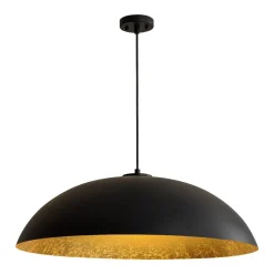 Scandinavian Retro Oversized Black Gold Flat Dome Metal Pendant