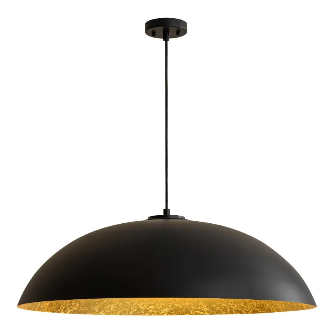 Scandinavian Retro Oversized Black Gold Flat Dome Metal Pendant