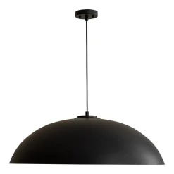 Scandinavian Retro Oversized Black Gold Flat Dome Metal Pendant