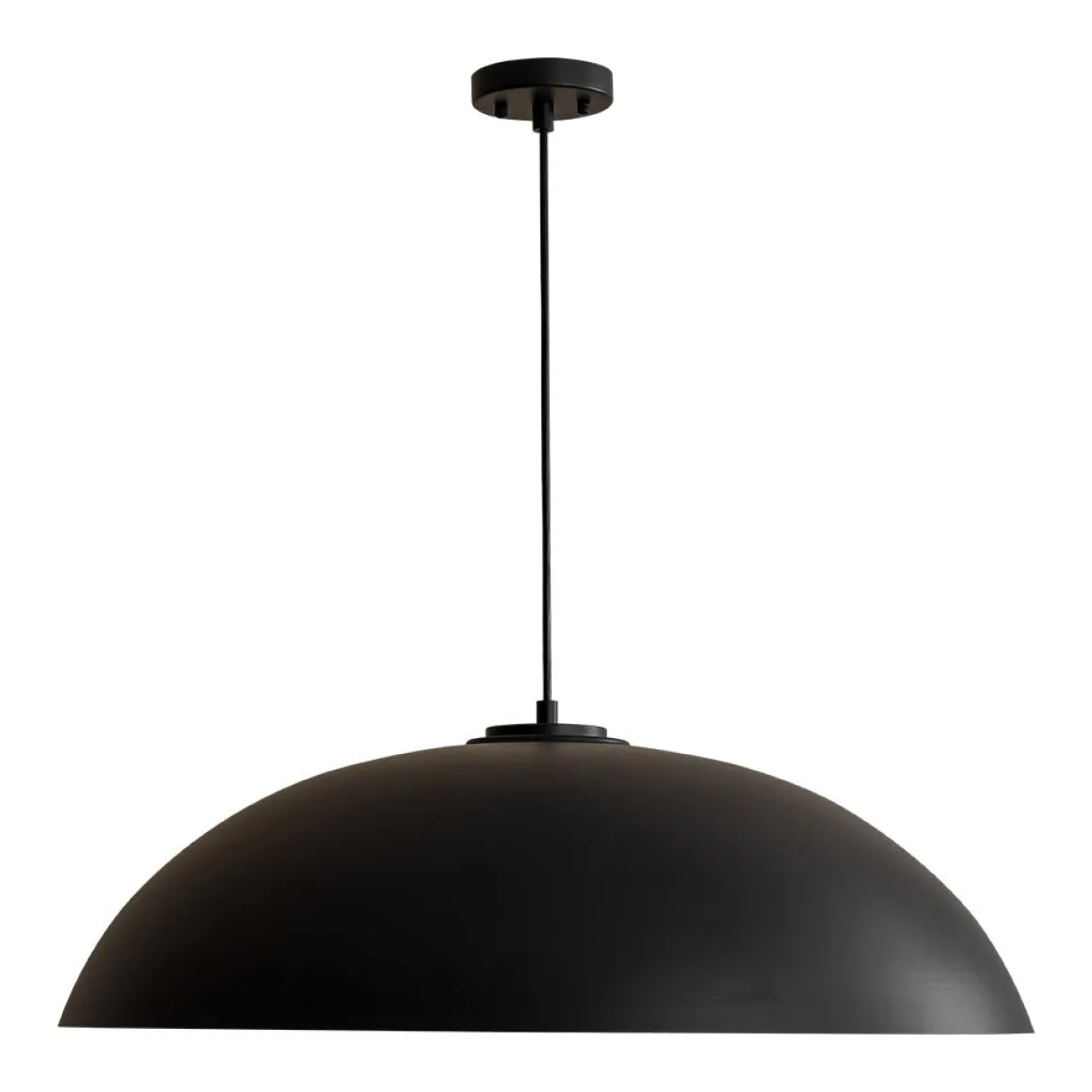 Scandinavian Retro Oversized Black Gold Flat Dome Metal Pendant