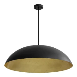 Scandinavian Retro Oversized Black Gold Flat Dome Metal Pendant