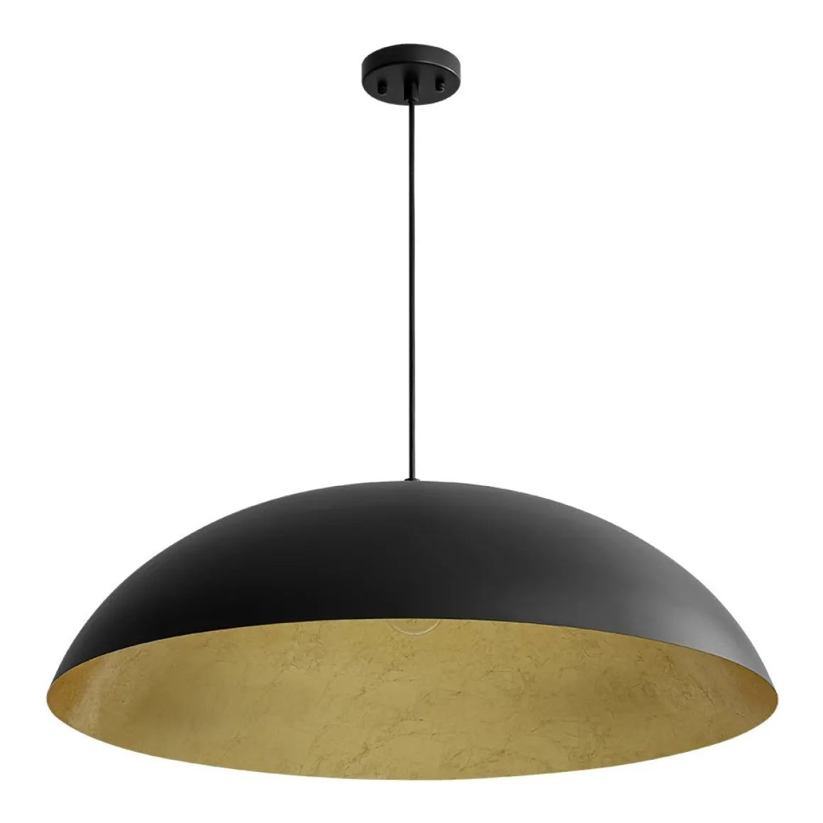 Scandinavian Retro Oversized Black Gold Flat Dome Metal Pendant