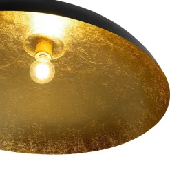 Scandinavian Retro Oversized Black Gold Flat Dome Metal Pendant