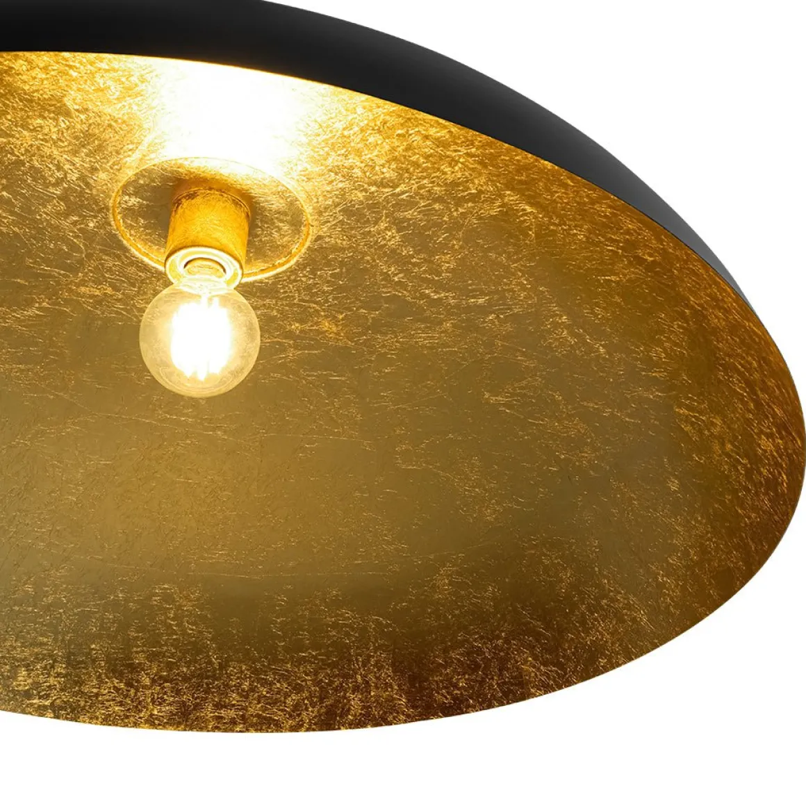 Scandinavian Retro Oversized Black Gold Flat Dome Metal Pendant