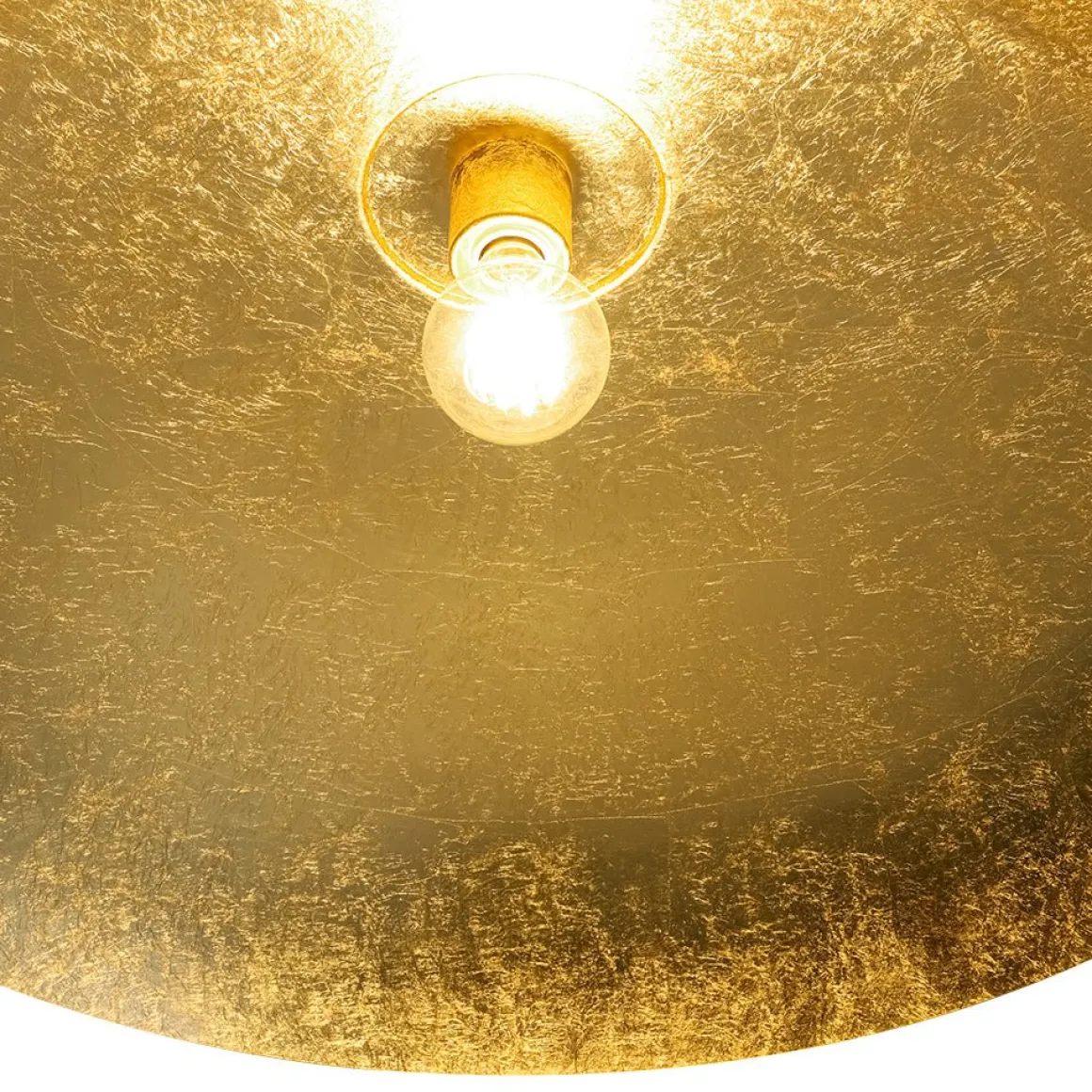 Scandinavian Retro Oversized Black Gold Flat Dome Metal Pendant
