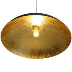 Scandinavian Retro Oversized Black Gold Flat Dome Metal Pendant