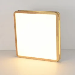 Scandinavian Wooden Dimmable LED Square Flush Mount