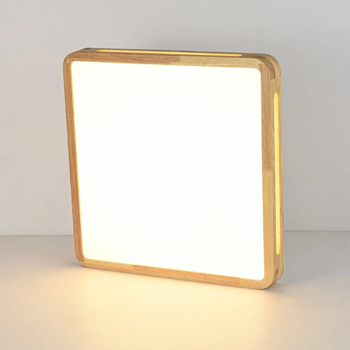 Scandinavian Wooden Dimmable LED Square Flush Mount