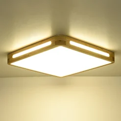 Scandinavian Wooden Dimmable LED Square Flush Mount