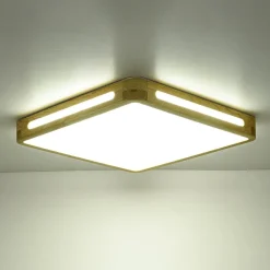 Scandinavian Wooden Dimmable LED Square Flush Mount