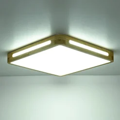 Scandinavian Wooden Dimmable LED Square Flush Mount