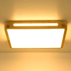 Scandinavian Wooden Dimmable LED Square Flush Mount