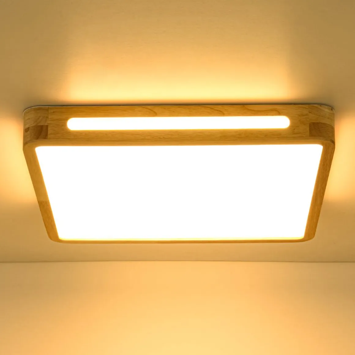 Scandinavian Wooden Dimmable LED Square Flush Mount