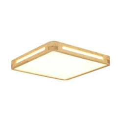 Scandinavian Wooden Dimmable LED Square Flush Mount