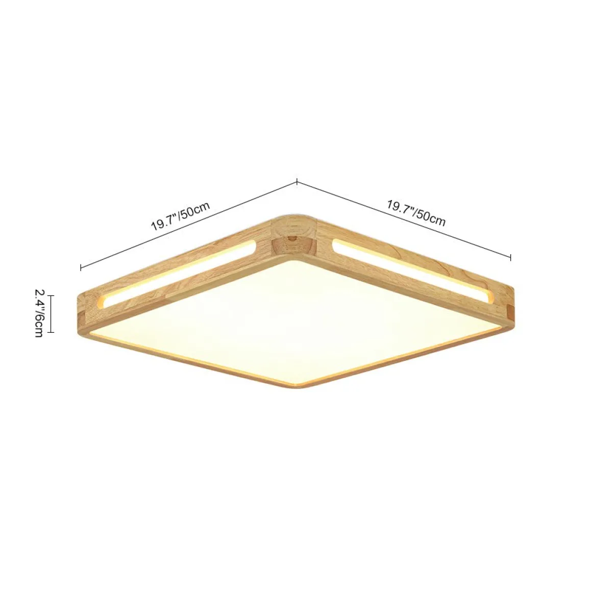 Scandinavian Wooden Dimmable LED Square Flush Mount