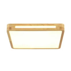 Scandinavian Wooden Dimmable LED Square Flush Mount