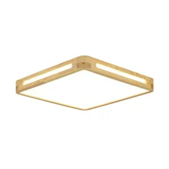 Scandinavian Wooden Dimmable LED Square Flush Mount