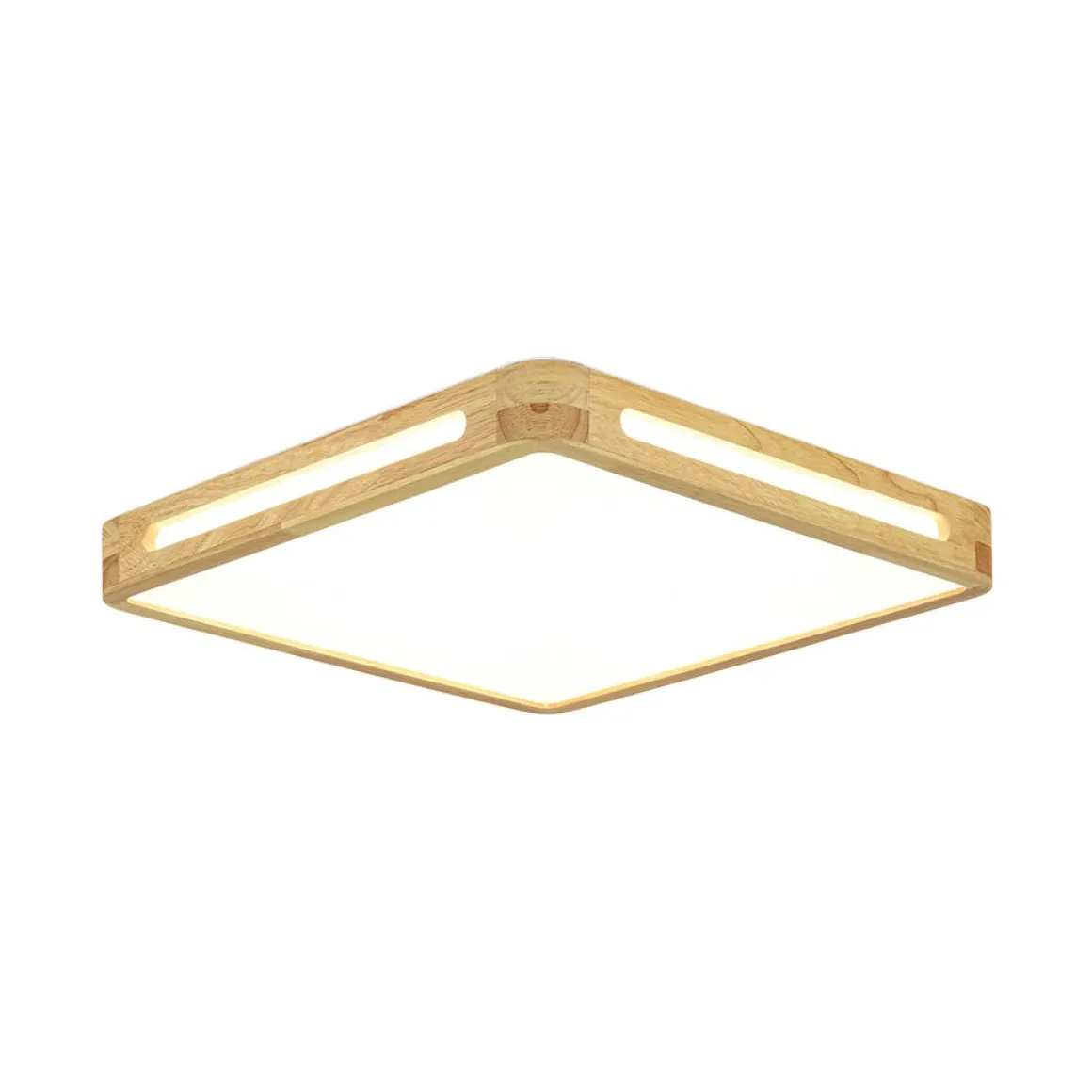 Scandinavian Wooden Dimmable LED Square Flush Mount