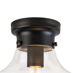 Schoolhouse 1-light Round Clear Glass Shade Semi Flush Mount