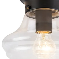 Schoolhouse 1-light Round Clear Glass Shade Semi Flush Mount