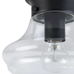 Schoolhouse 1-light Round Clear Glass Shade Semi Flush Mount