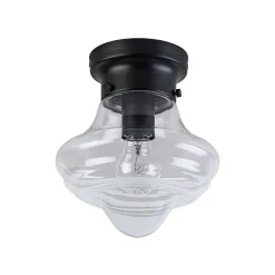 Schoolhouse 1-light Round Clear Glass Shade Semi Flush Mount