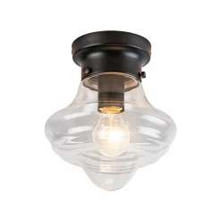 Schoolhouse 1-light Round Clear Glass Shade Semi Flush Mount