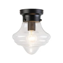 Schoolhouse 1-light Round Clear Glass Shade Semi Flush Mount