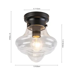 Schoolhouse 1-light Round Clear Glass Shade Semi Flush Mount