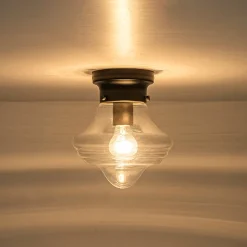 Schoolhouse 1-light Round Clear Glass Shade Semi Flush Mount