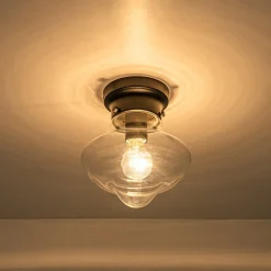 Schoolhouse 1-light Round Clear Glass Shade Semi Flush Mount