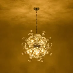 Sculptural Bloom Dandelion Crystal Floral Bubble Chandelier