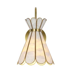 Sculptural Bloom 1-Light Brass Capiz Shell Glass Wall Sconce