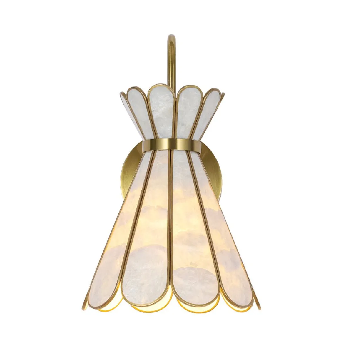 Sculptural Bloom 1-Light Brass Capiz Shell Glass Wall Sconce