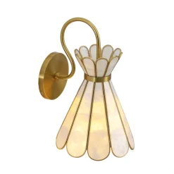 Sculptural Bloom 1-Light Brass Capiz Shell Glass Wall Sconce