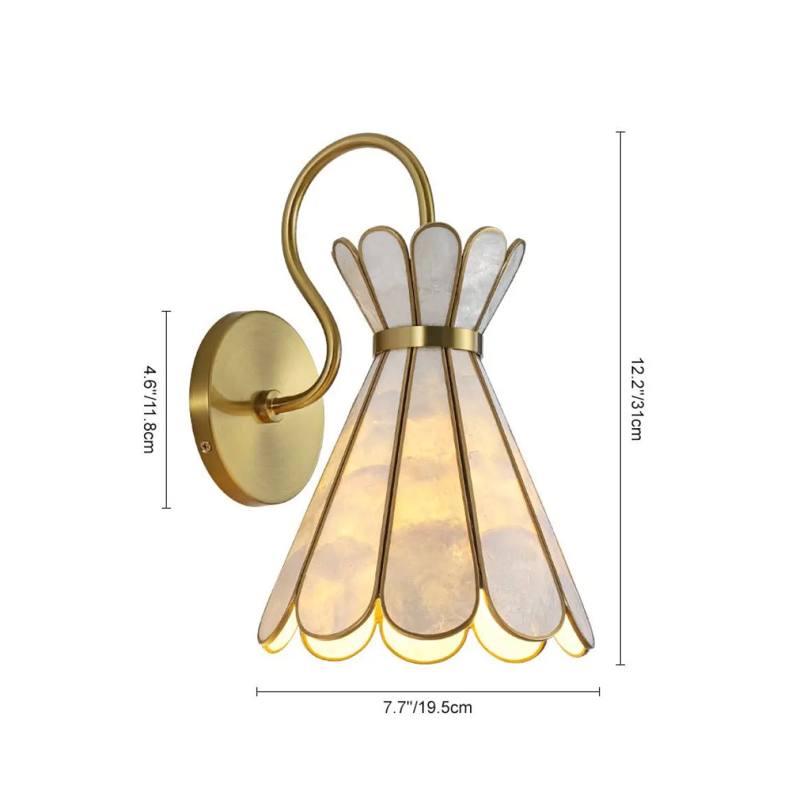 Sculptural Bloom 1-Light Brass Capiz Shell Glass Wall Sconce