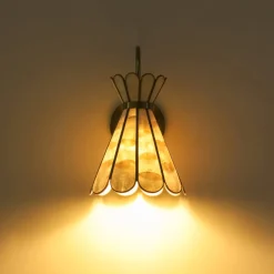 Sculptural Bloom 1-Light Brass Capiz Shell Glass Wall Sconce