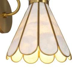 Sculptural Bloom 1-Light Brass Capiz Shell Glass Wall Sconce