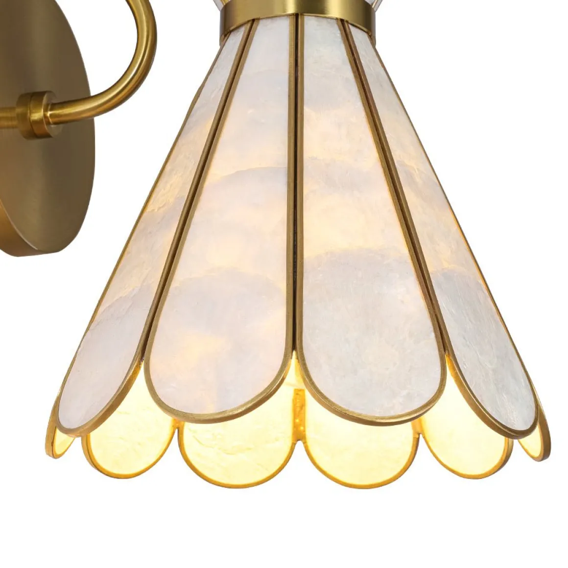 Sculptural Bloom 1-Light Brass Capiz Shell Glass Wall Sconce