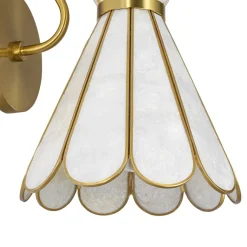Sculptural Bloom 1-Light Brass Capiz Shell Glass Wall Sconce