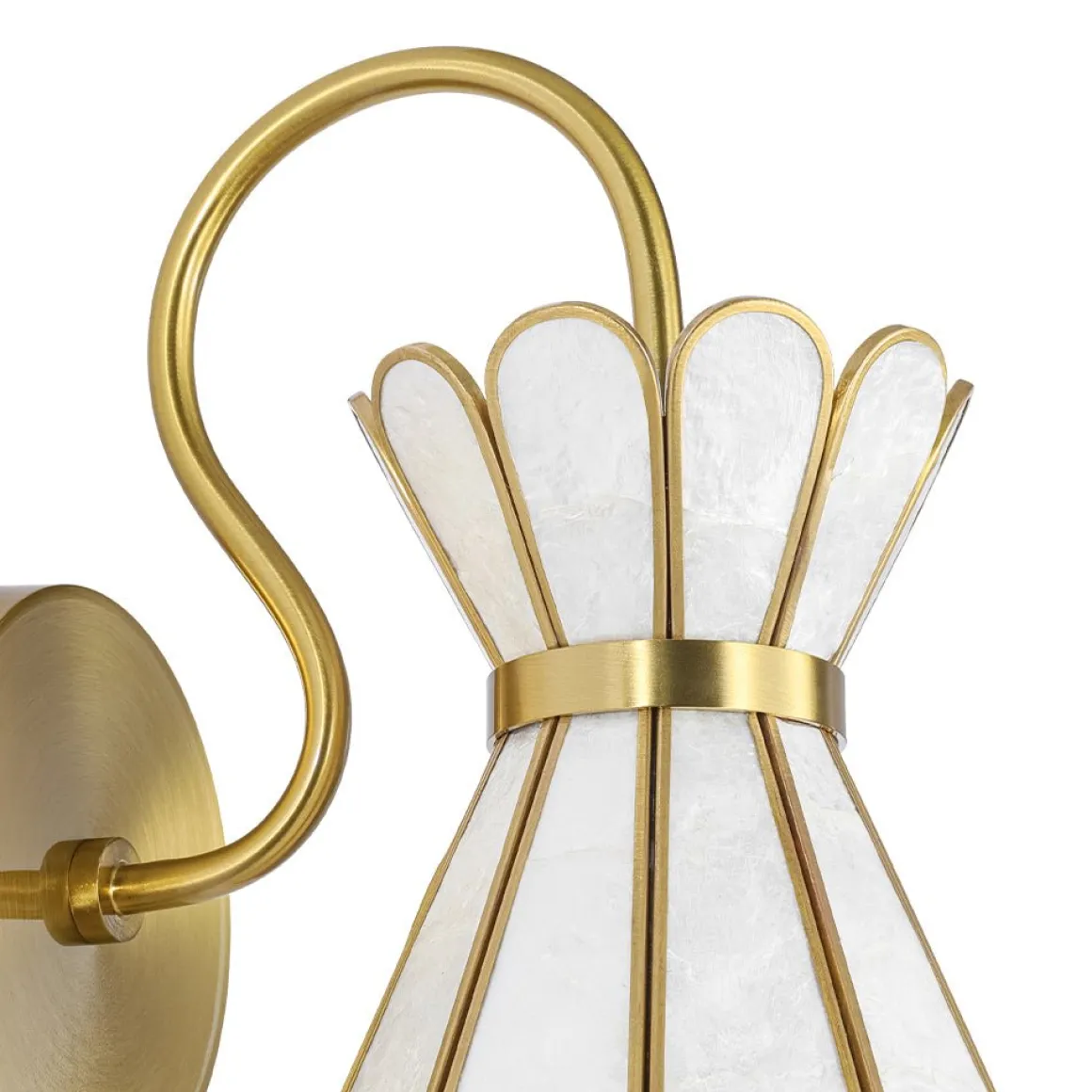 Sculptural Bloom 1-Light Brass Capiz Shell Glass Wall Sconce