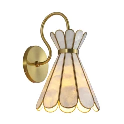 Sculptural Bloom 1-Light Brass Capiz Shell Glass Wall Sconce
