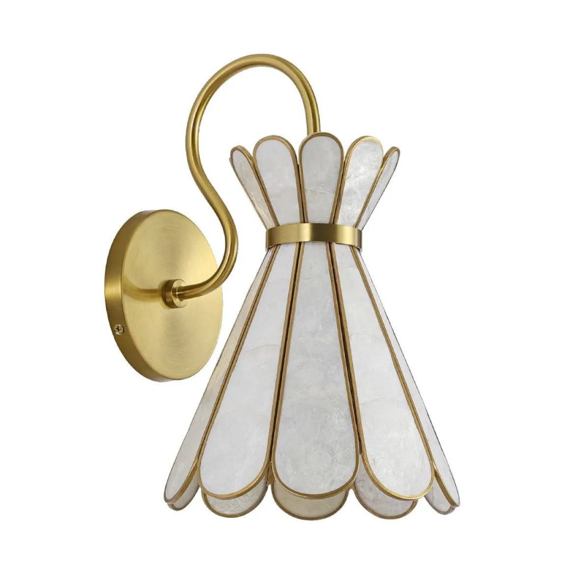 Sculptural Bloom 1-Light Brass Capiz Shell Glass Wall Sconce