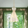 Sculptural Bloom 1-Light Brass Capiz Shell Glass Pendant