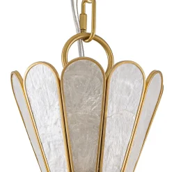 Sculptural Bloom 1-Light Brass Capiz Shell Glass Pendant