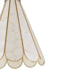 Sculptural Bloom 1-Light Brass Capiz Shell Glass Pendant