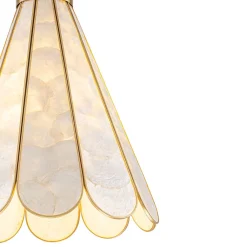 Sculptural Bloom 1-Light Brass Capiz Shell Glass Pendant