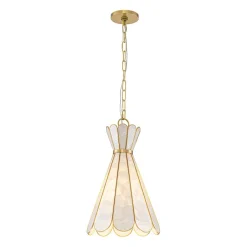 Sculptural Bloom 1-Light Brass Capiz Shell Glass Pendant