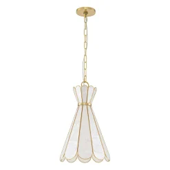 Sculptural Bloom 1-Light Brass Capiz Shell Glass Pendant