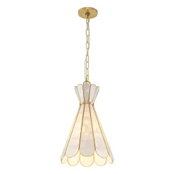 Sculptural Bloom 1-Light Brass Capiz Shell Glass Pendant